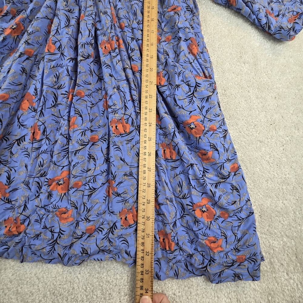 Free People Boho Mini Dress Women's Size L Blue Lined Pockets - Picture 10 of 10